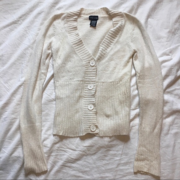 Y2K My Michelle Soft Ivory Button Down Cardigan, L - Picture 5 of 9